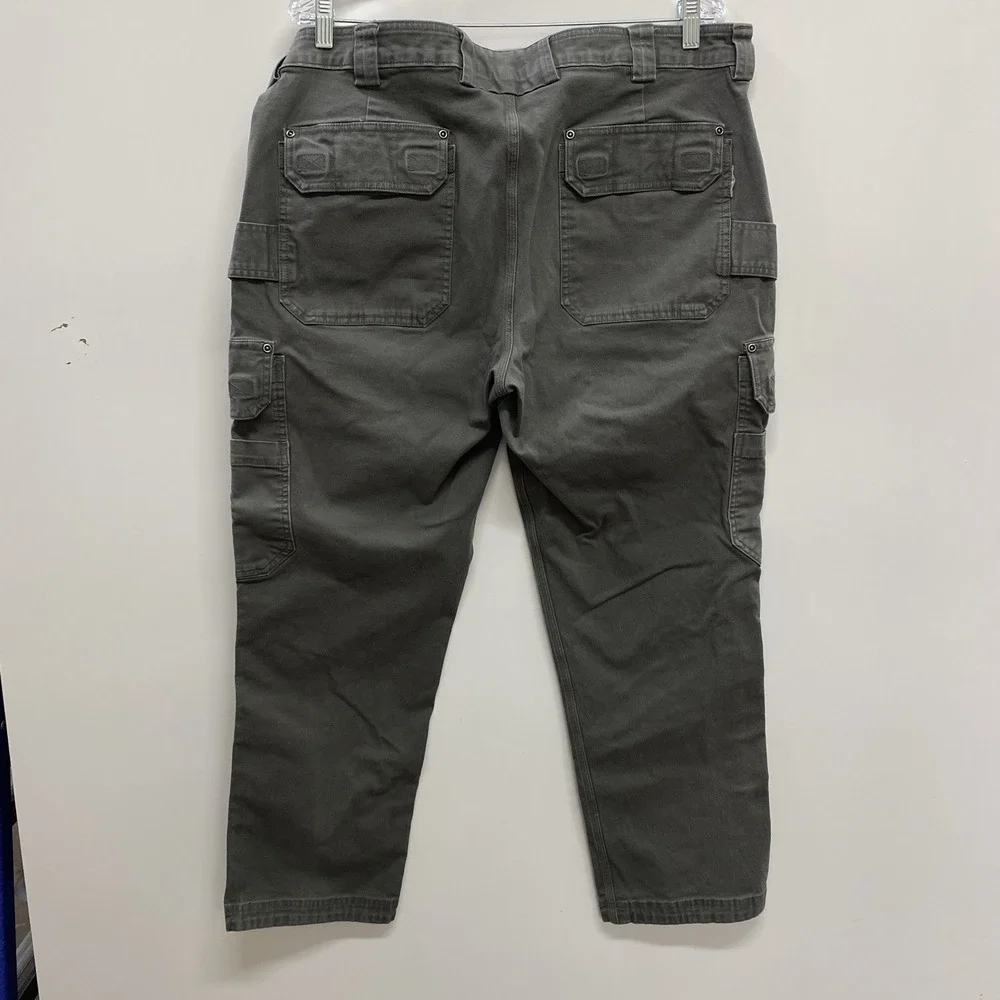 Duluth Trading Co. Flex Fire Hose Mens 40x29 Gray Slim Fit Cargo Carpenter Pants